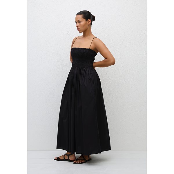 Shirred Bodice Dress Black