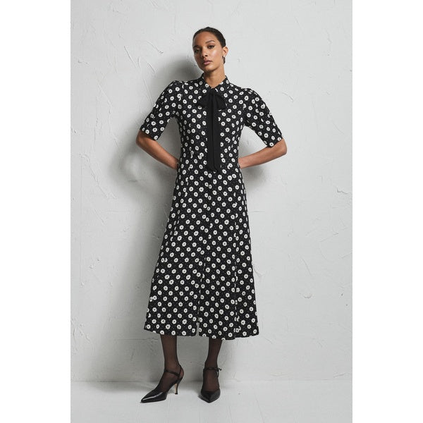 Charlotte Floral Dress Creme Fleur Black