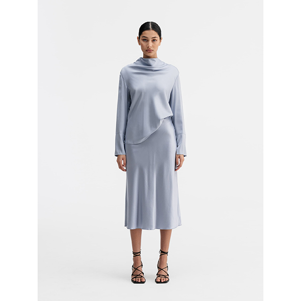 Hana Satin Skirt Denim Blue