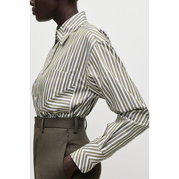 Pocket Detail Shirt Marsh Green/White