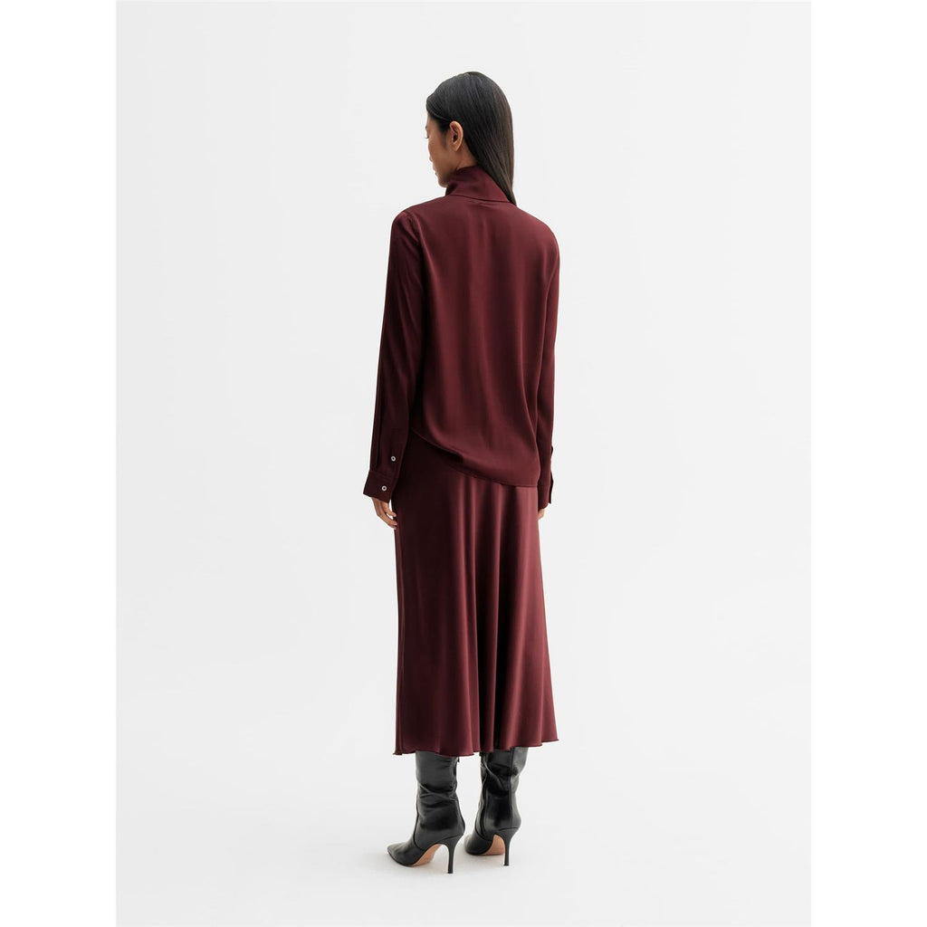 Hana Satin Skirt Burgundy