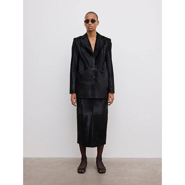 Pony Leather Blazer Black
