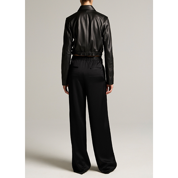 Mid Waist Lace Trim Pull On Black