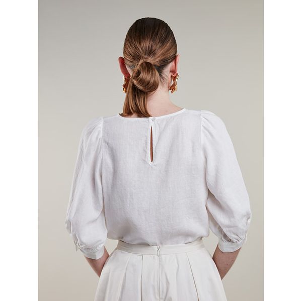 Carmen Puff Sleeve Blouse White
