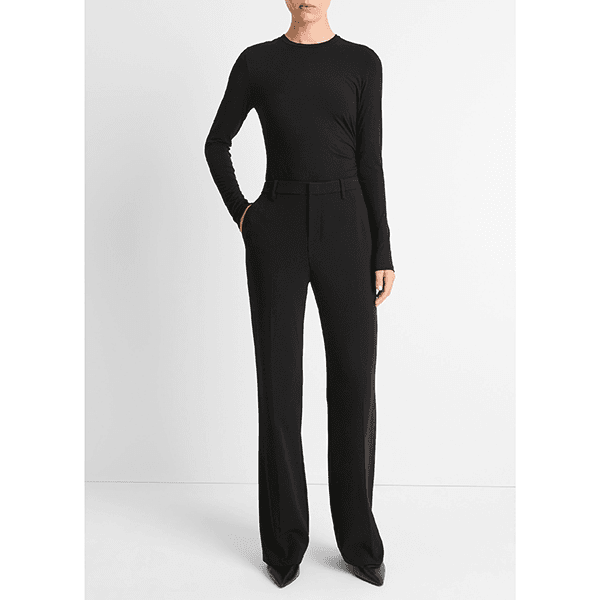Mid Rise Tailored Flare Pant Black