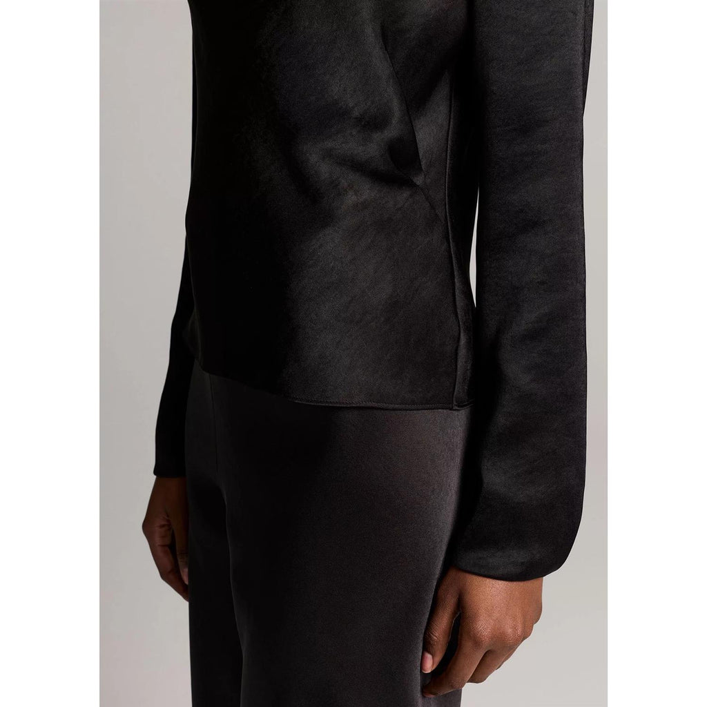 Draped Cowl Nk L/S Black