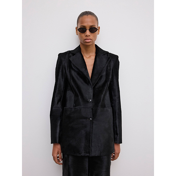 Pony Leather Blazer Black