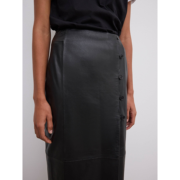 Leather Wrap Skirt Black