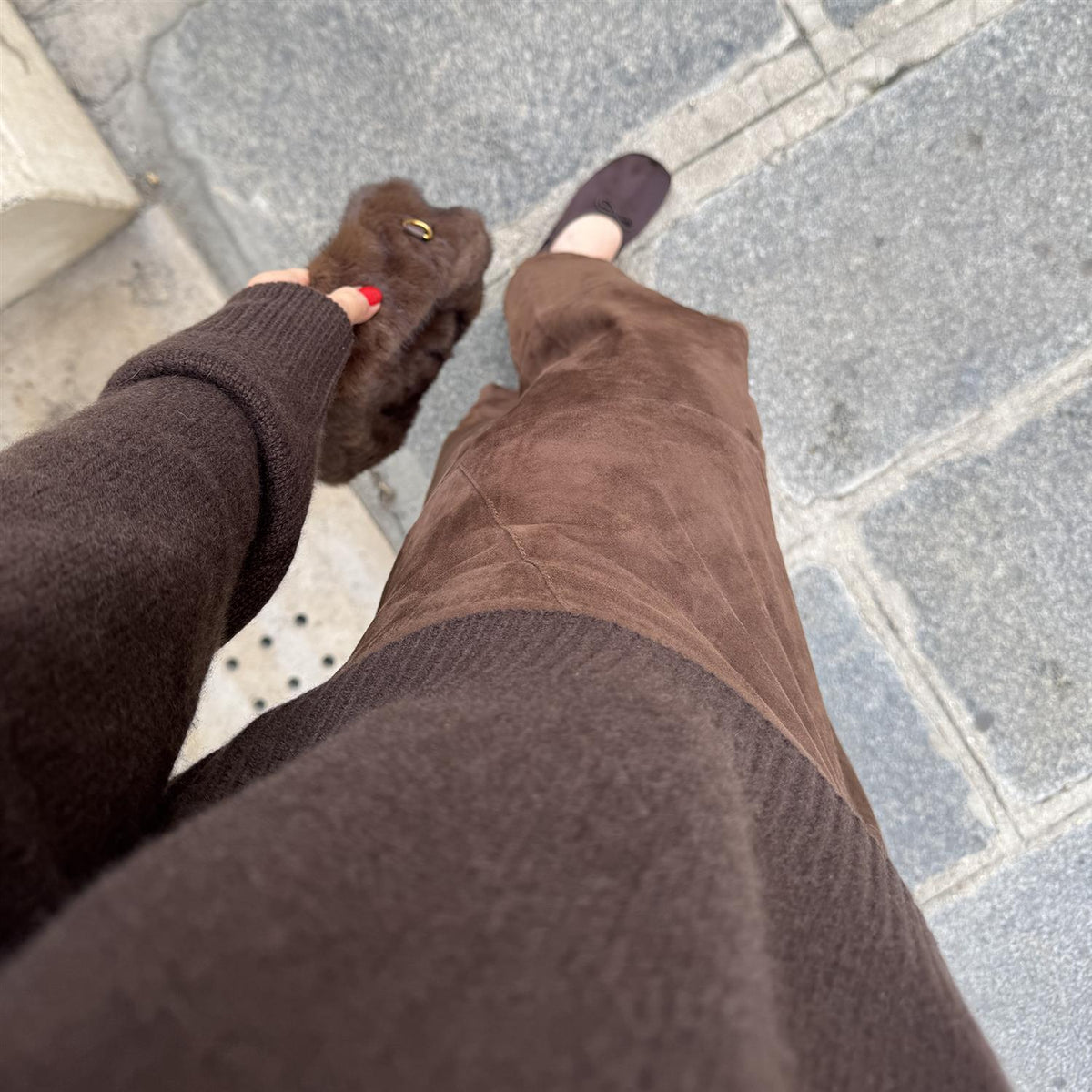Helena Suede Leather Skirt Cacao Brown