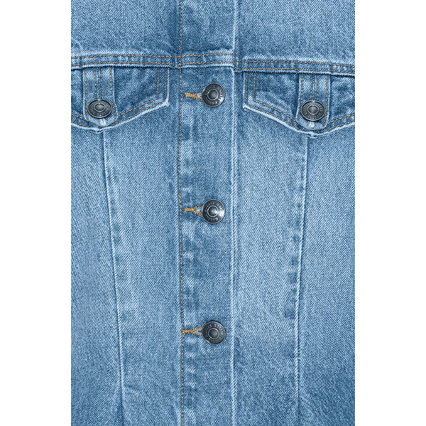 Flared Denim Top Medium Blue Denim