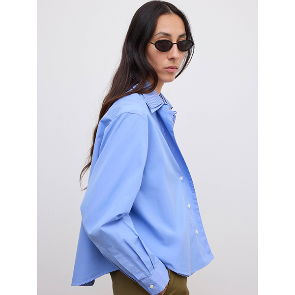 Cropped Shirt Mid Blue