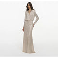 Champagne Rhinestone Embellished Maxi Dress