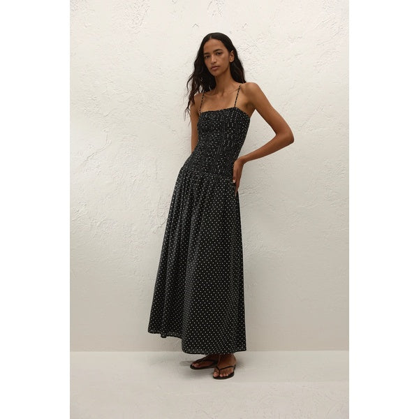 Mira Maxi Dress Lola Polka Dot Black Off White