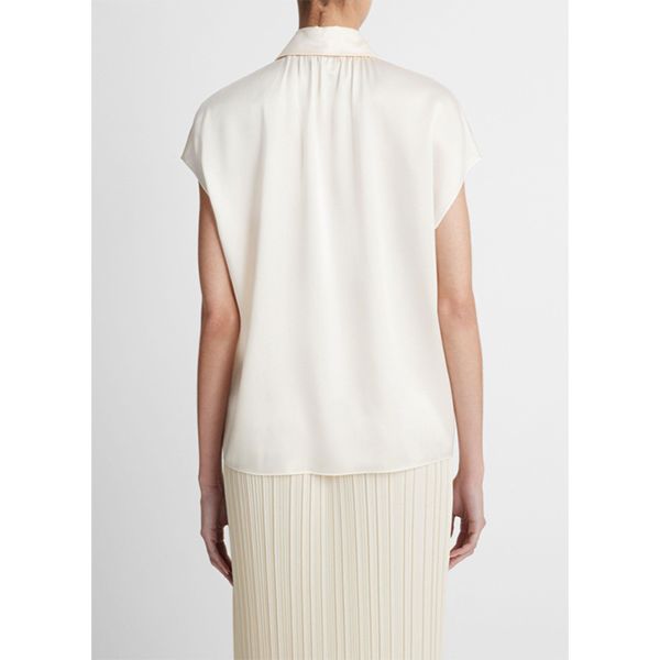 Cap Slv Ruched Bk Blouse Chiffon