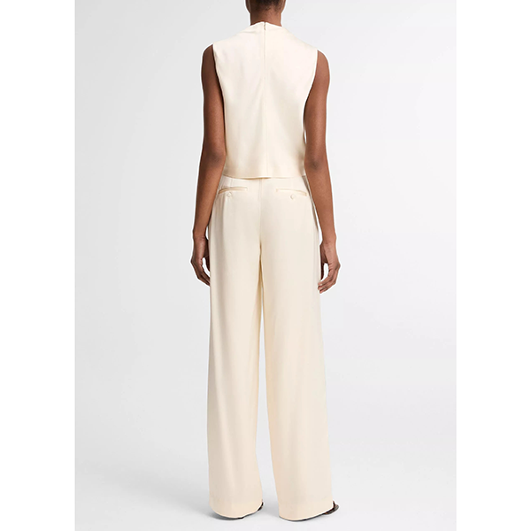 High Waist Satin Trouser Flax