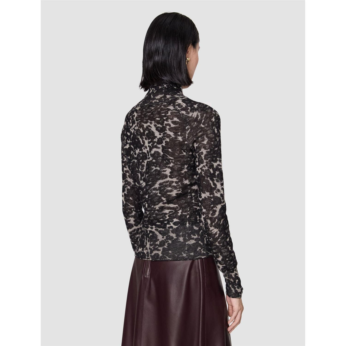 Yasmin Cashair Jacquard Top Black/Powder
