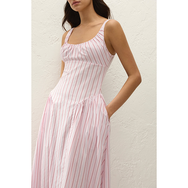 Marcella Midi Dress Fiori Stripe Palazzo