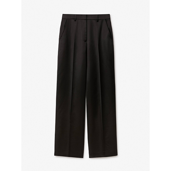 Shiny Tapered Wool Trouser Black