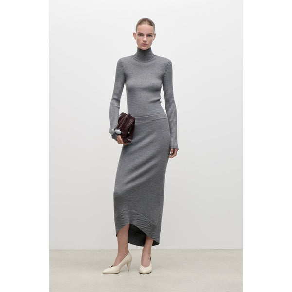 Fitted Skirt Grey Melange