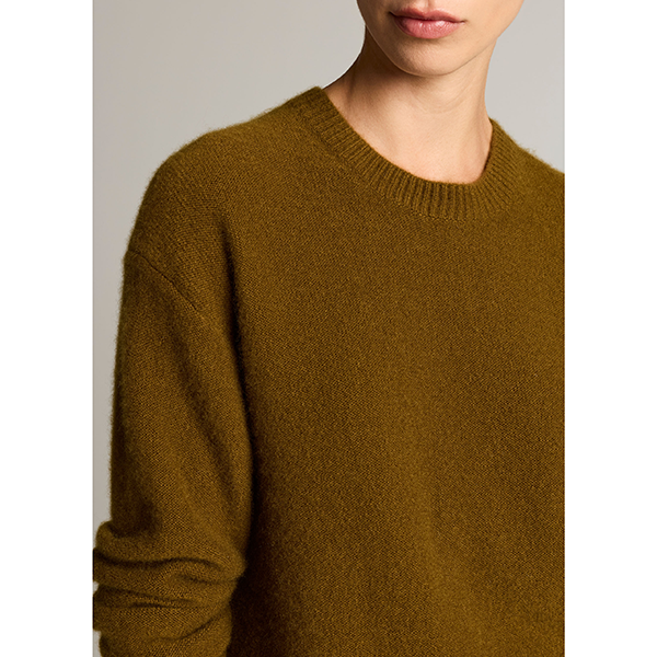 Boiled Cashmere Crew Moss Ochre