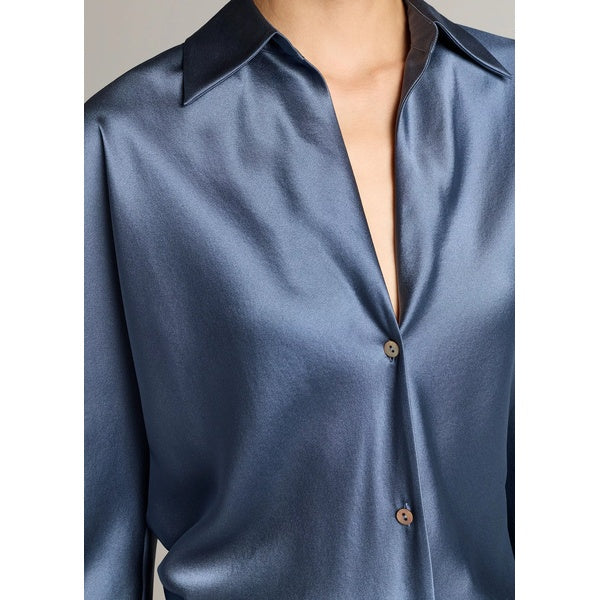 Bias L/S Blouse Blue Slate