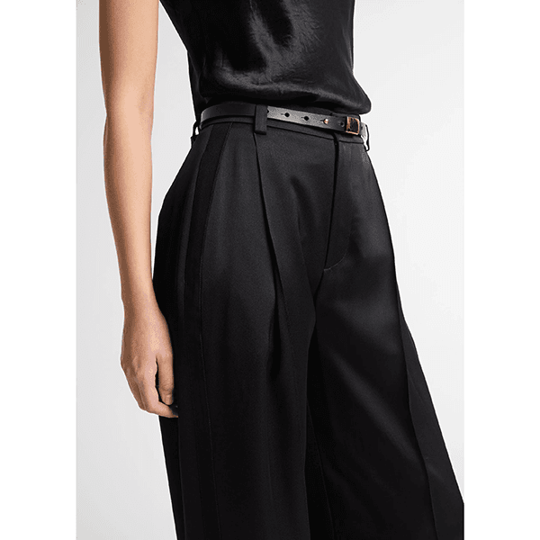 High Waist Satin Trouser Black