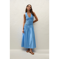 Palomar Midi Dress Mico Pinstripe Azul