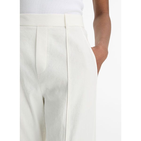Mid Rise Tapered Pull On Pant Off White