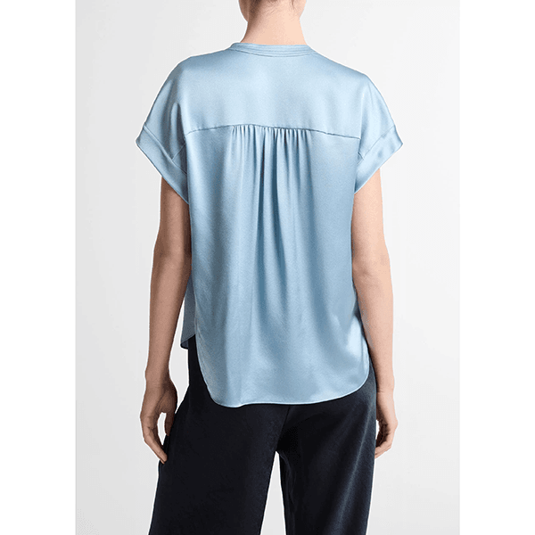 Gathered Nk Cap Slv Blouse Del Mar