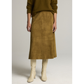 Suede Midi Skirt Moss Ochre