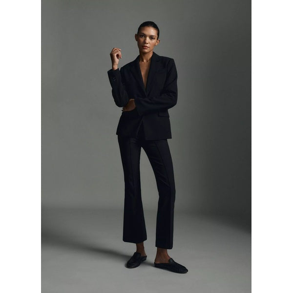 Niki Mid Rise Pintuck Crop Flare Pant Black