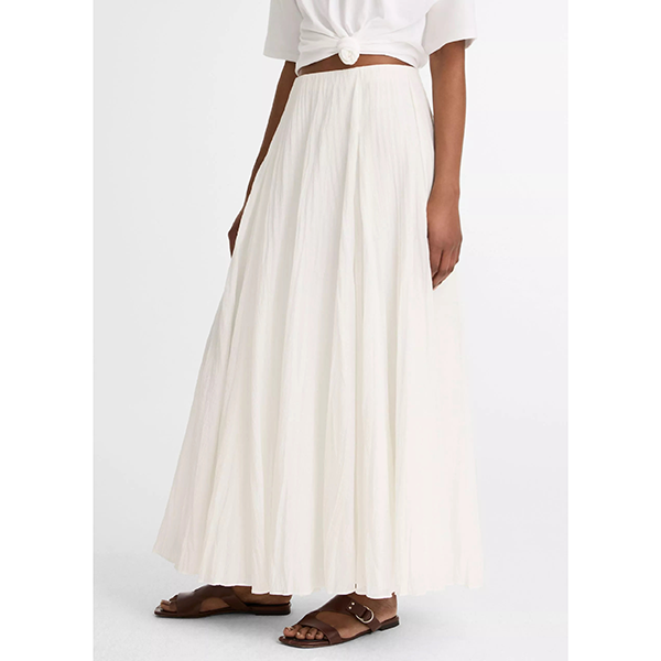 Crinkled Maxi Skirt Off White