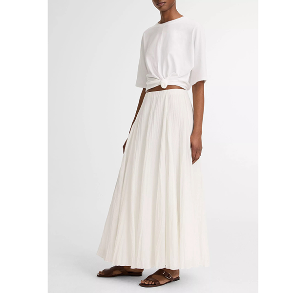 Crinkled Maxi Skirt Off White