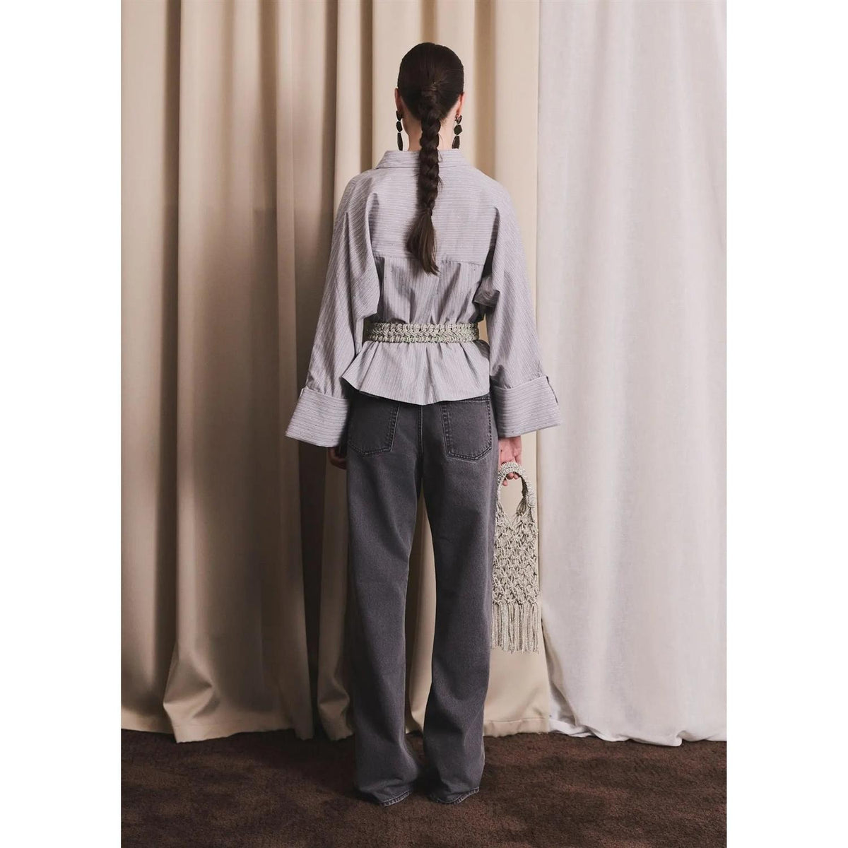 Atari Embellished Shirt Grey Stripe
