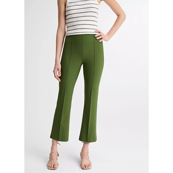 Niki Mid Rise Pintuck Crop Flare Pant Herb