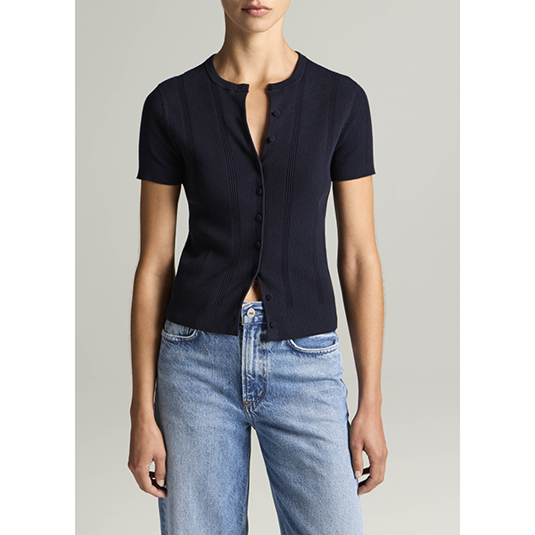 S/S Rib Cardi Ink