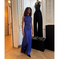Sleeveless Draped Gown Bright Indigo