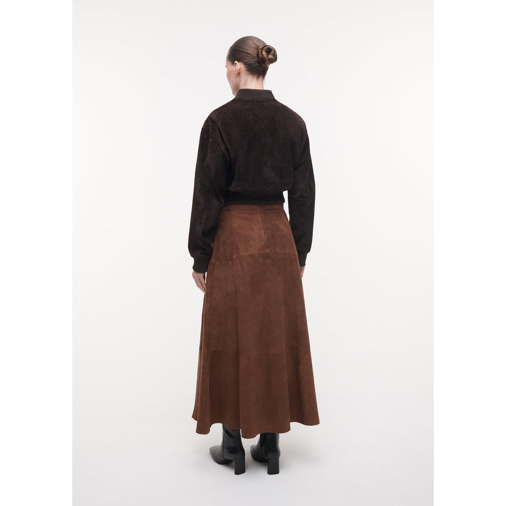 Helena Suede Leather Skirt Cacao Brown