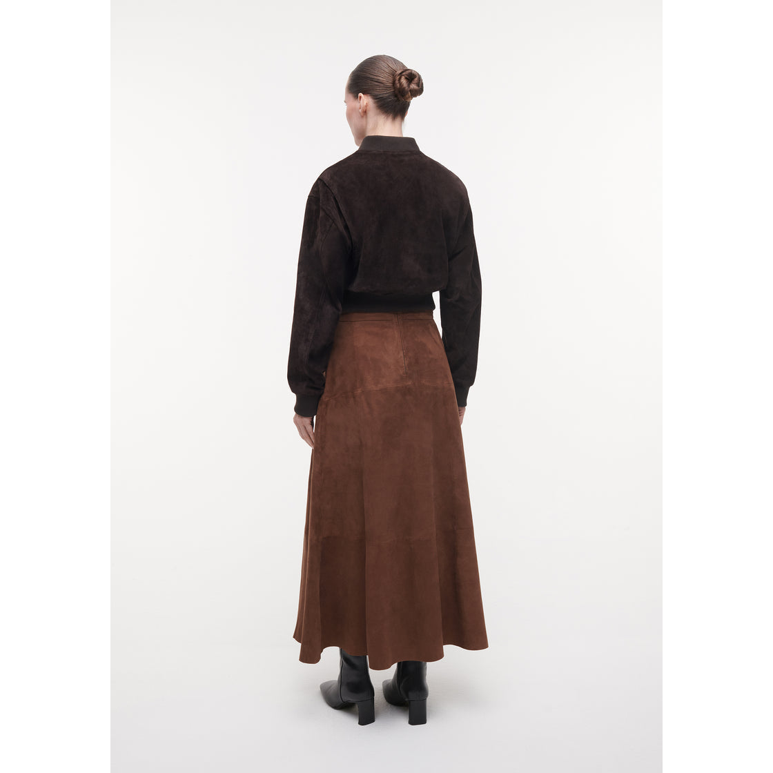 Helena Suede Leather Skirt Cacao Brown