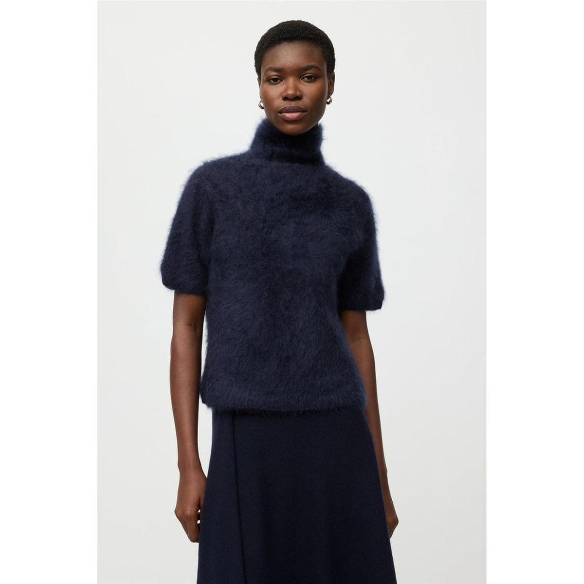 Brushed Short Sleeve Turtleneck Navy