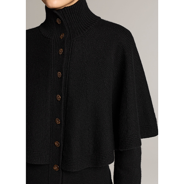 Turtleneck Cape Cardi Black