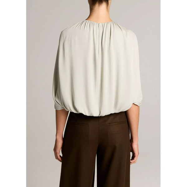 Gathered Cape Bubble Blouse Stone Sage