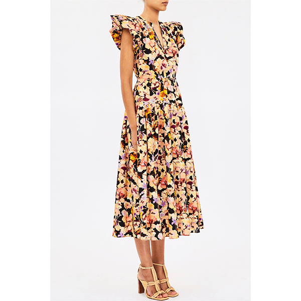 Marin Cotton Midi Dress Night Bloom