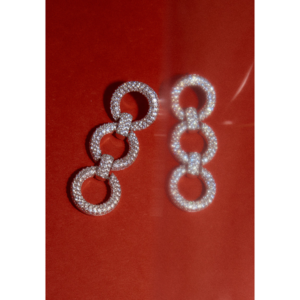 Crystal Link Three Tiered Earrings