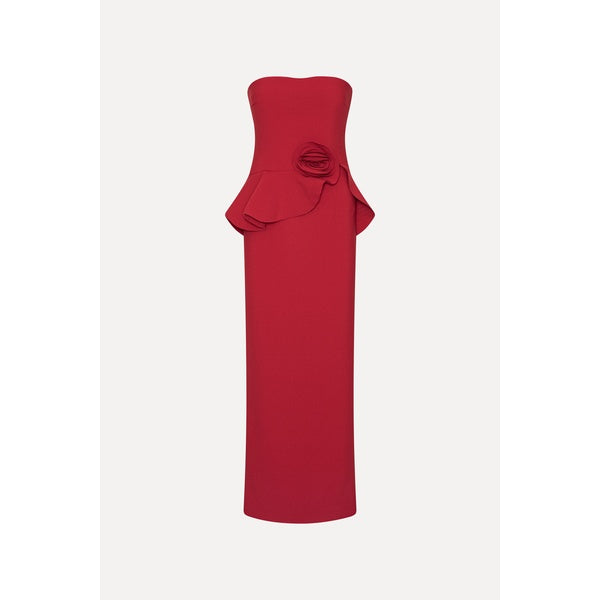 Long Flower Strapless Dress Scooter Red