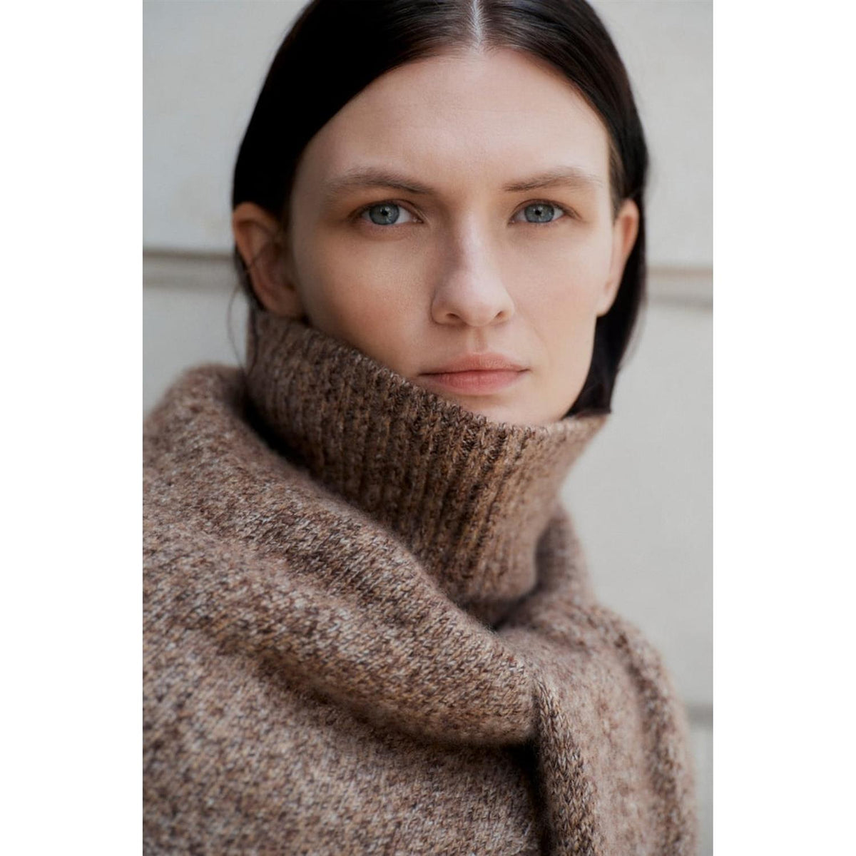 Marled Relaxed Fit Turtleneck Brown Melange