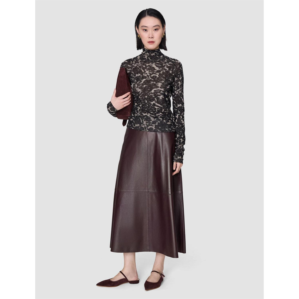 Yasmin Cashair Jacquard Top Black/Powder