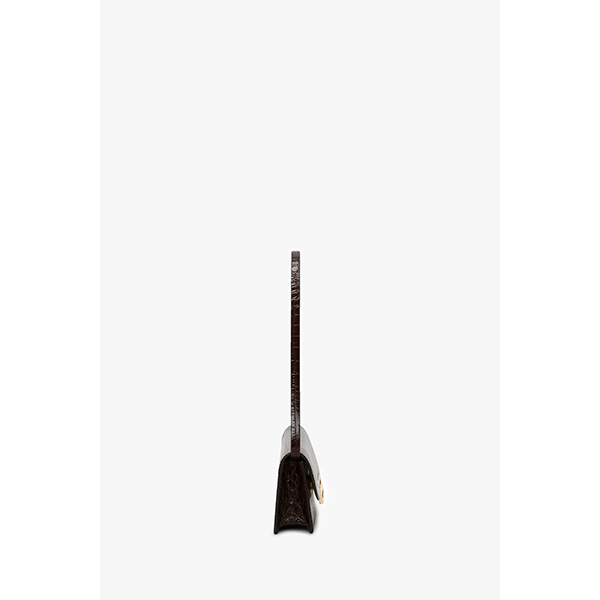 Dorian East-West Clutch Dark Brown Croc