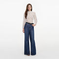 Rhinestone Stripe Denim Jeans Blue