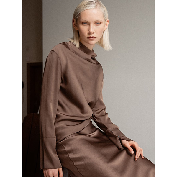 Hana Satin Skirt Light Brown